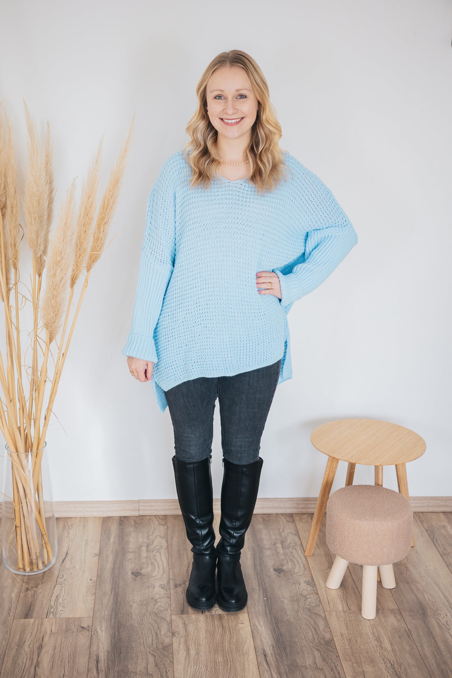 Pulloverkleid "Stine" hellblau