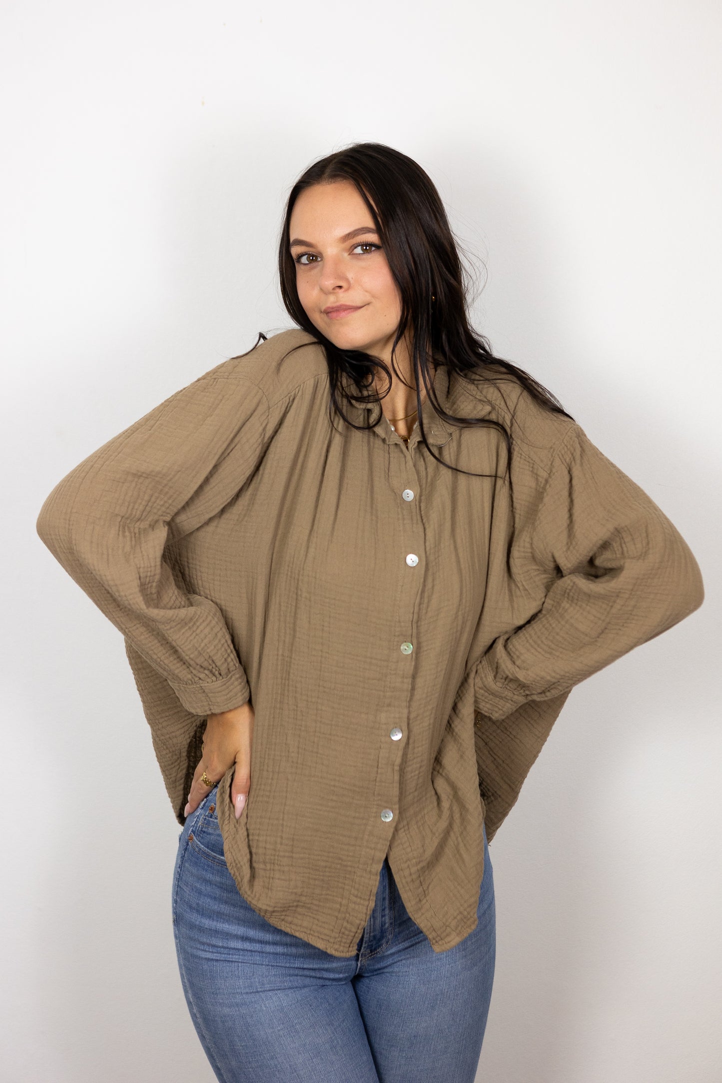 Musselinbluse oversized kurz