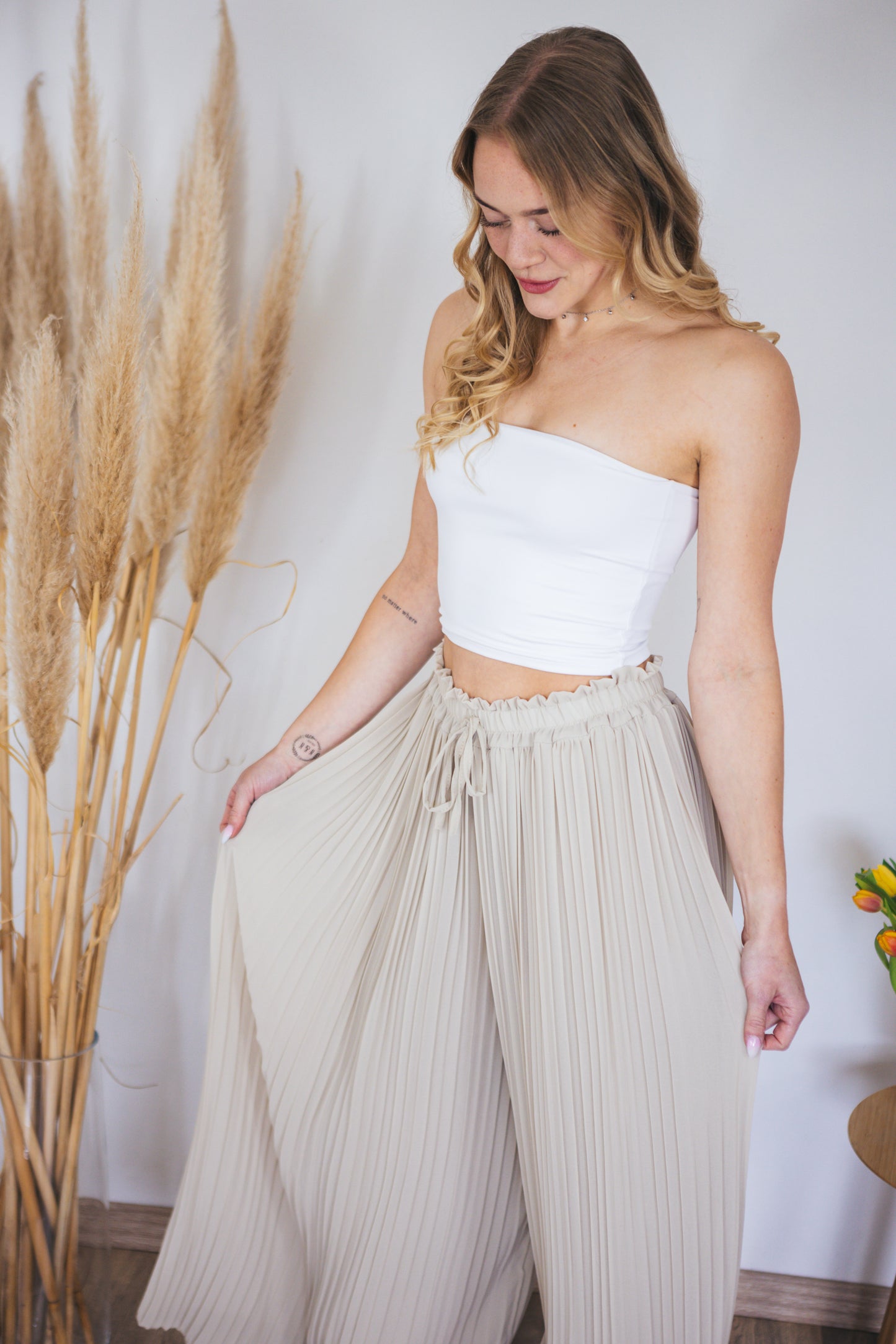 Plisseehose "Tania" beige