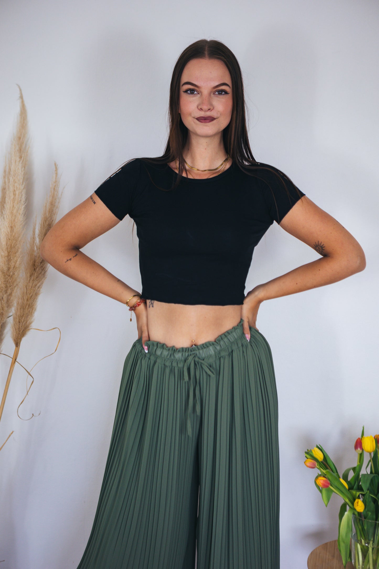 Plisseehose "Tania" khaki