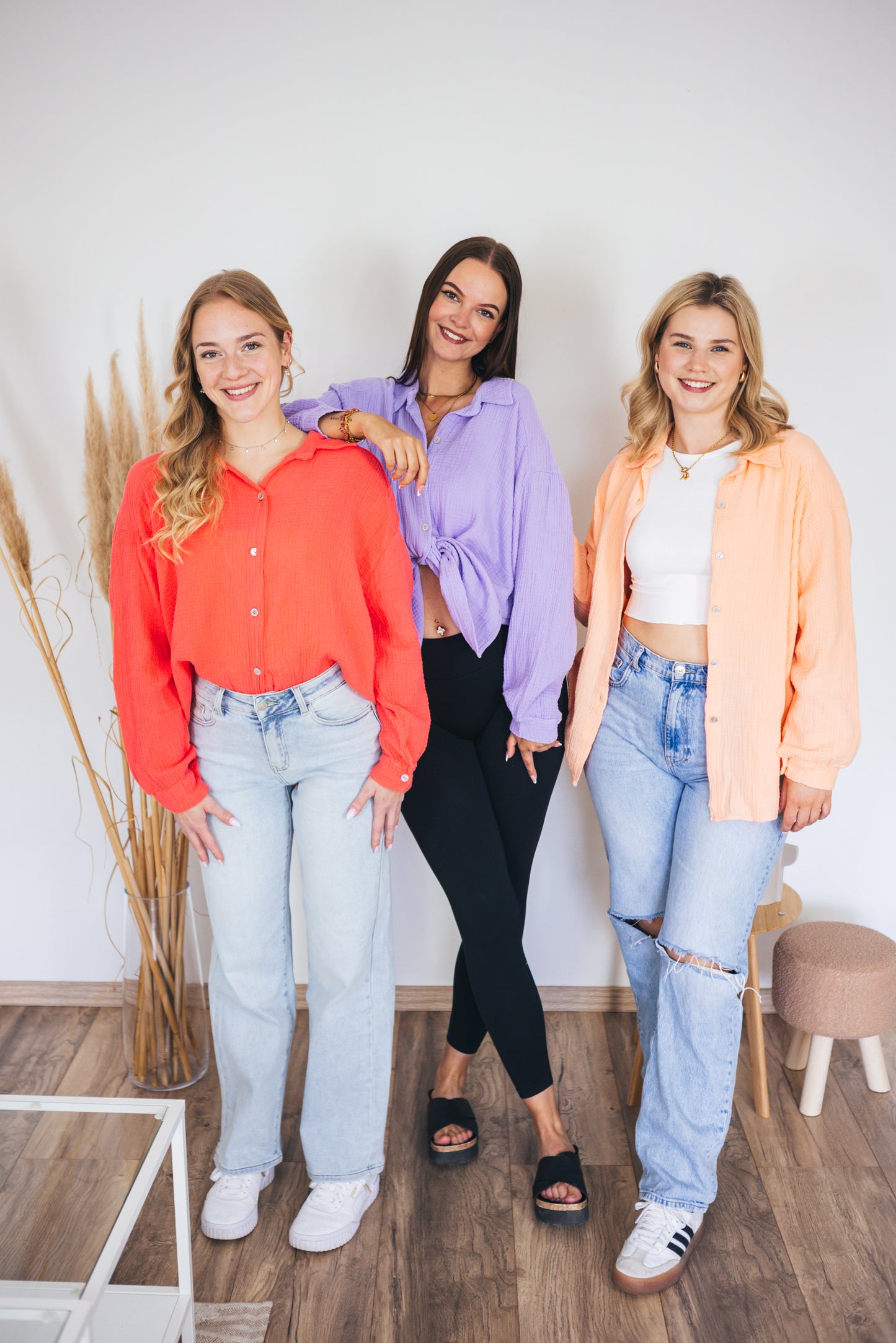 Musselinbluse oversized Neonorange