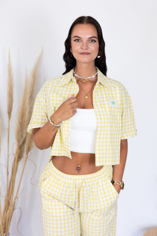 Kariertes cropped Hemd "Jojo" gelb