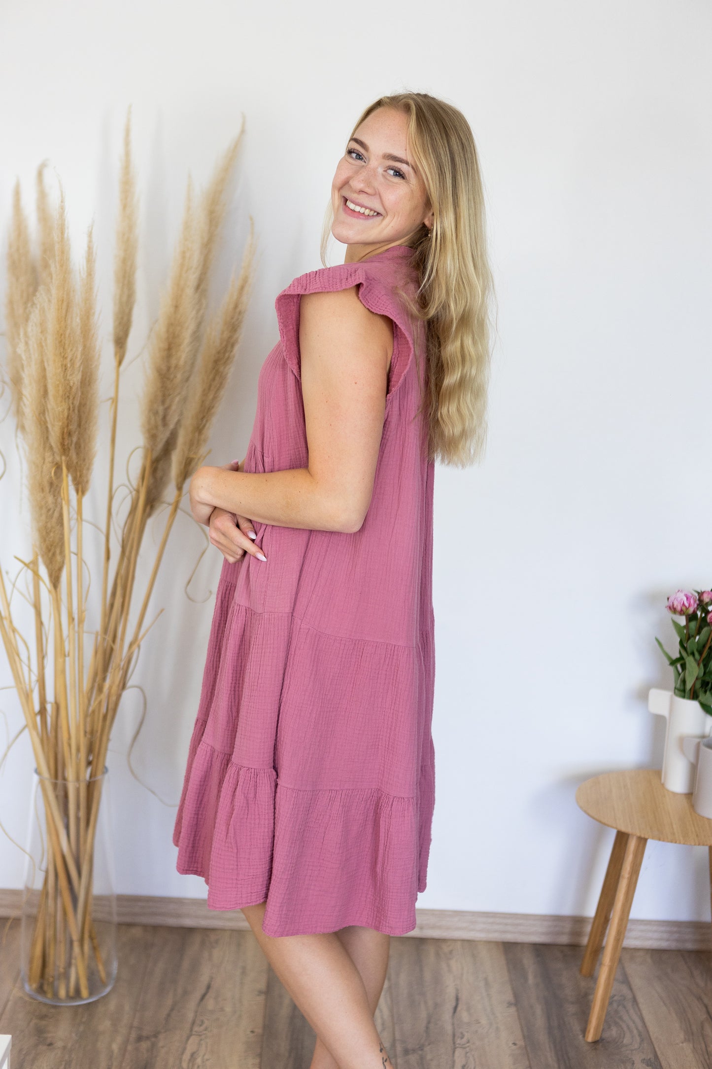 Musselinkleid "Vani" altrosa