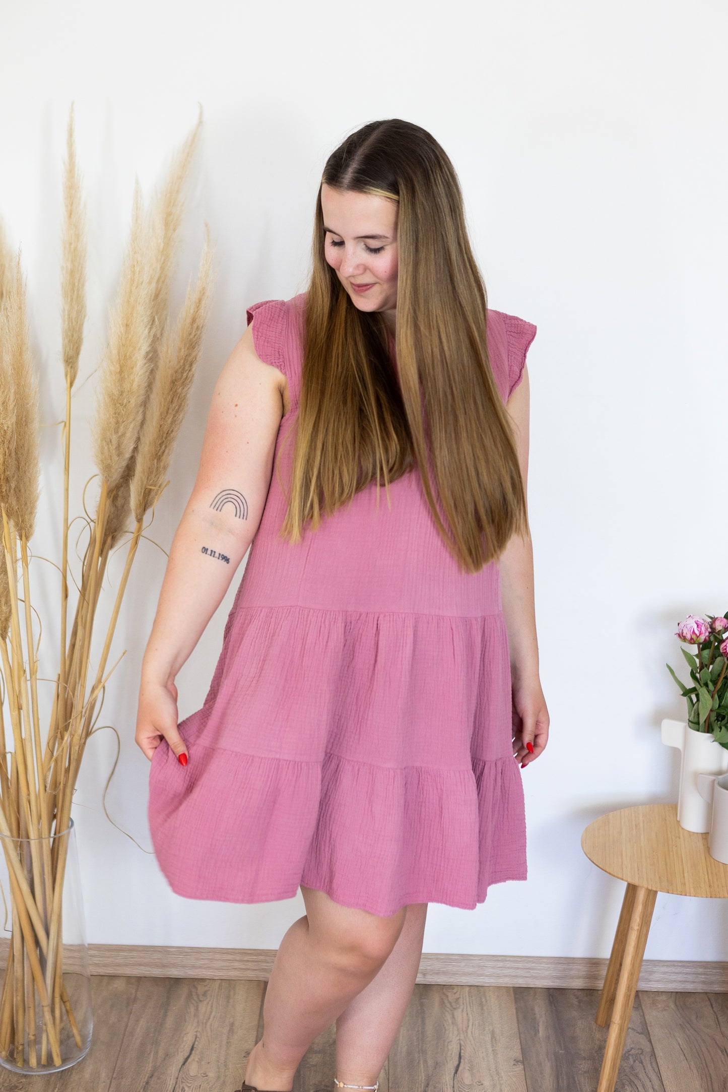 Musselinkleid "Vani" altrosa