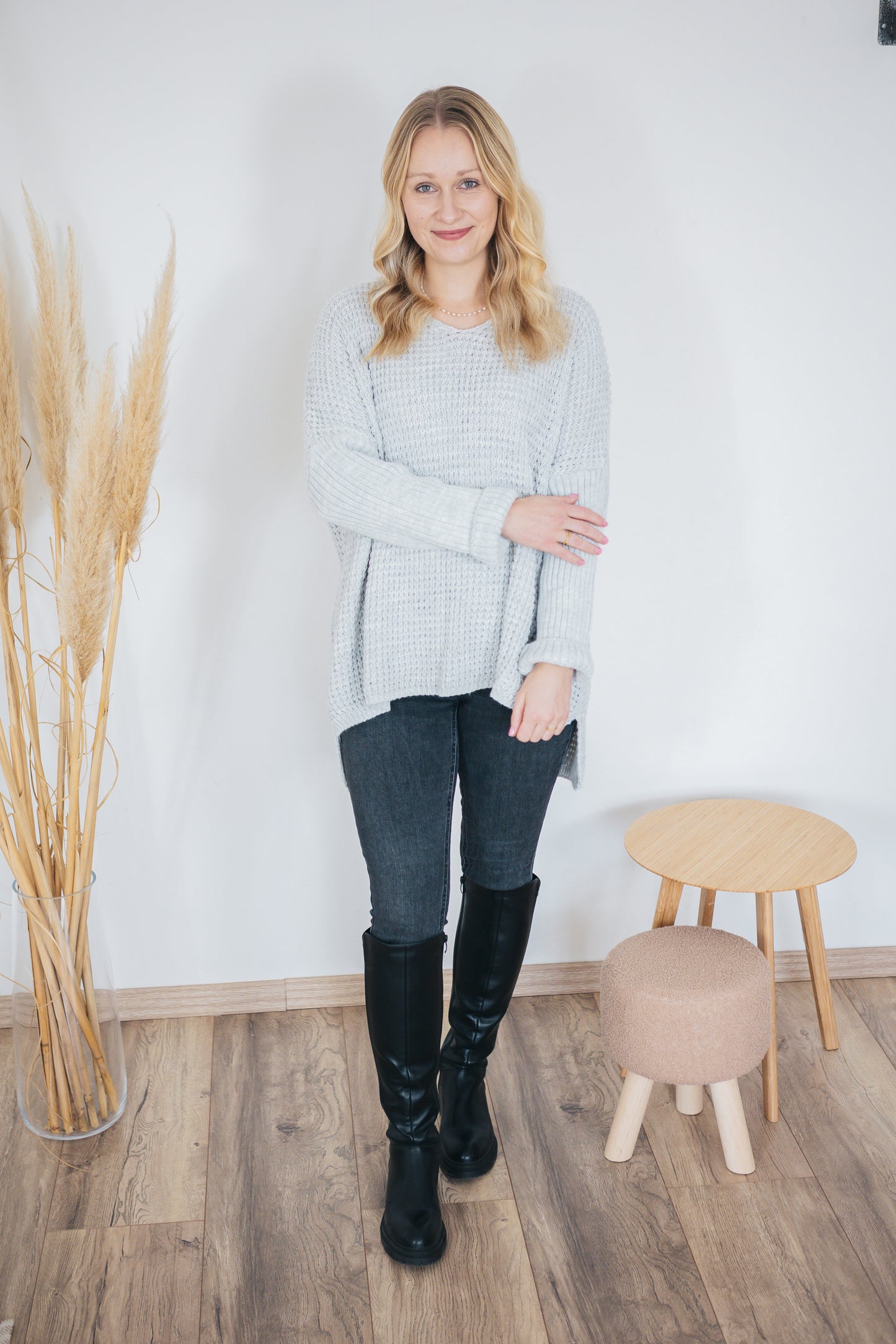 Pulloverkleid "Stine" hellgrau