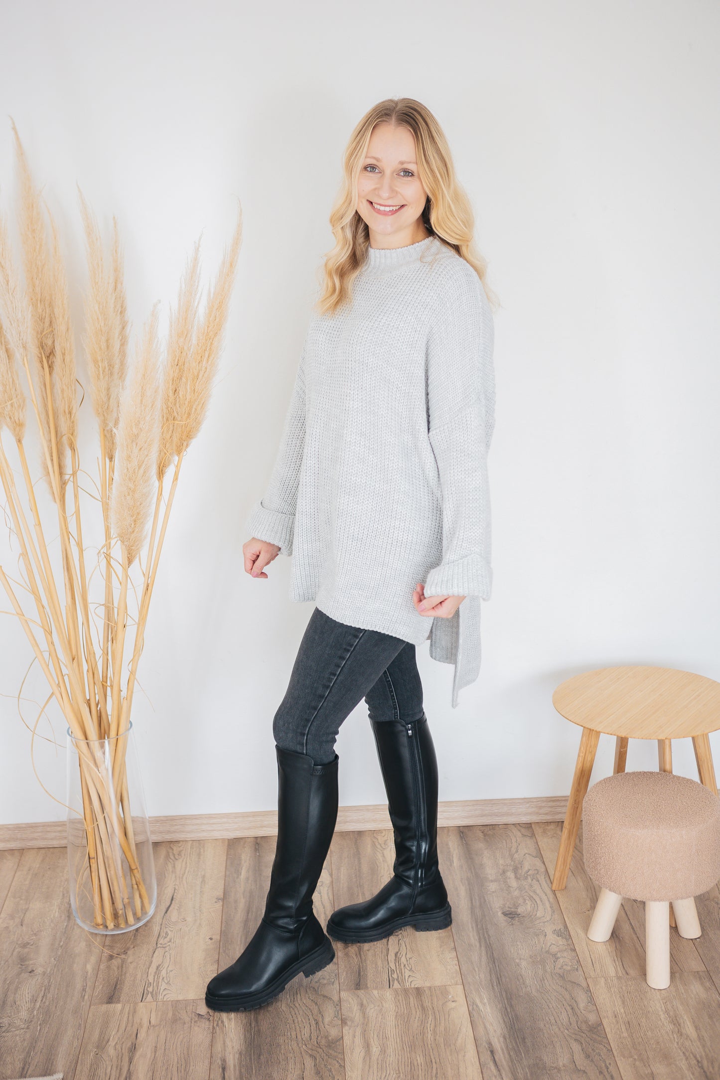 Pulloverkleid "Mia" hellgrau