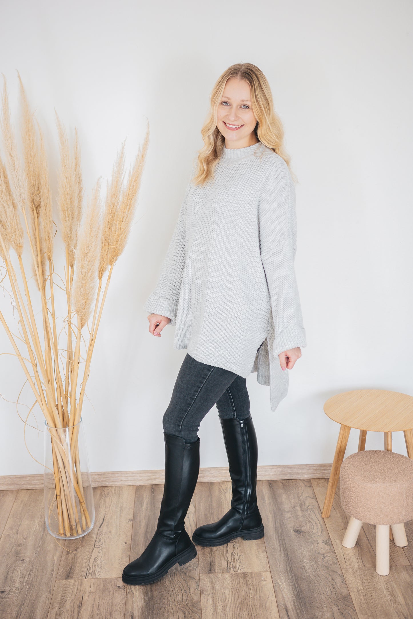 Pulloverkleid "Mia" hellgrau