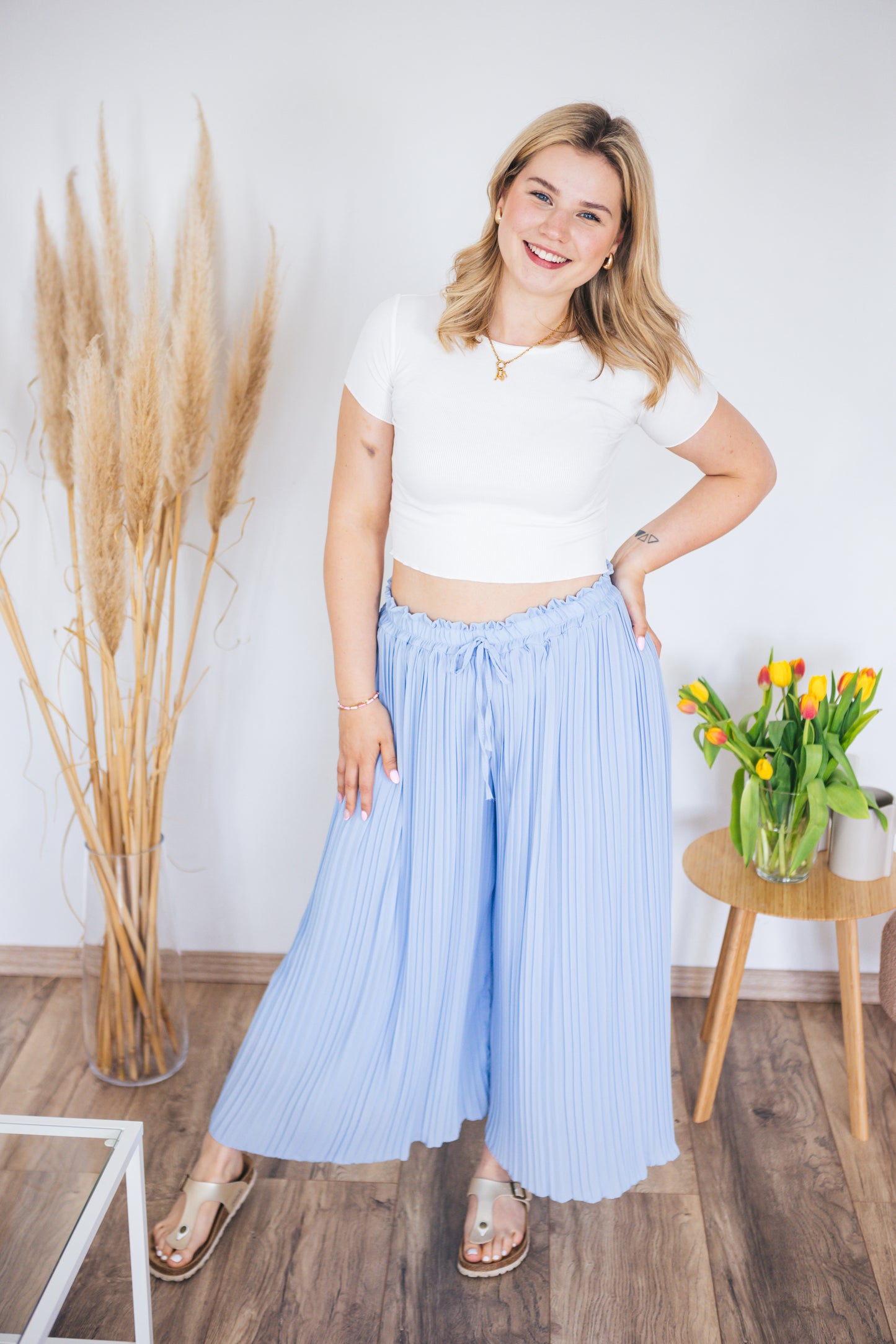 Plisseehose "Tania" hellblau