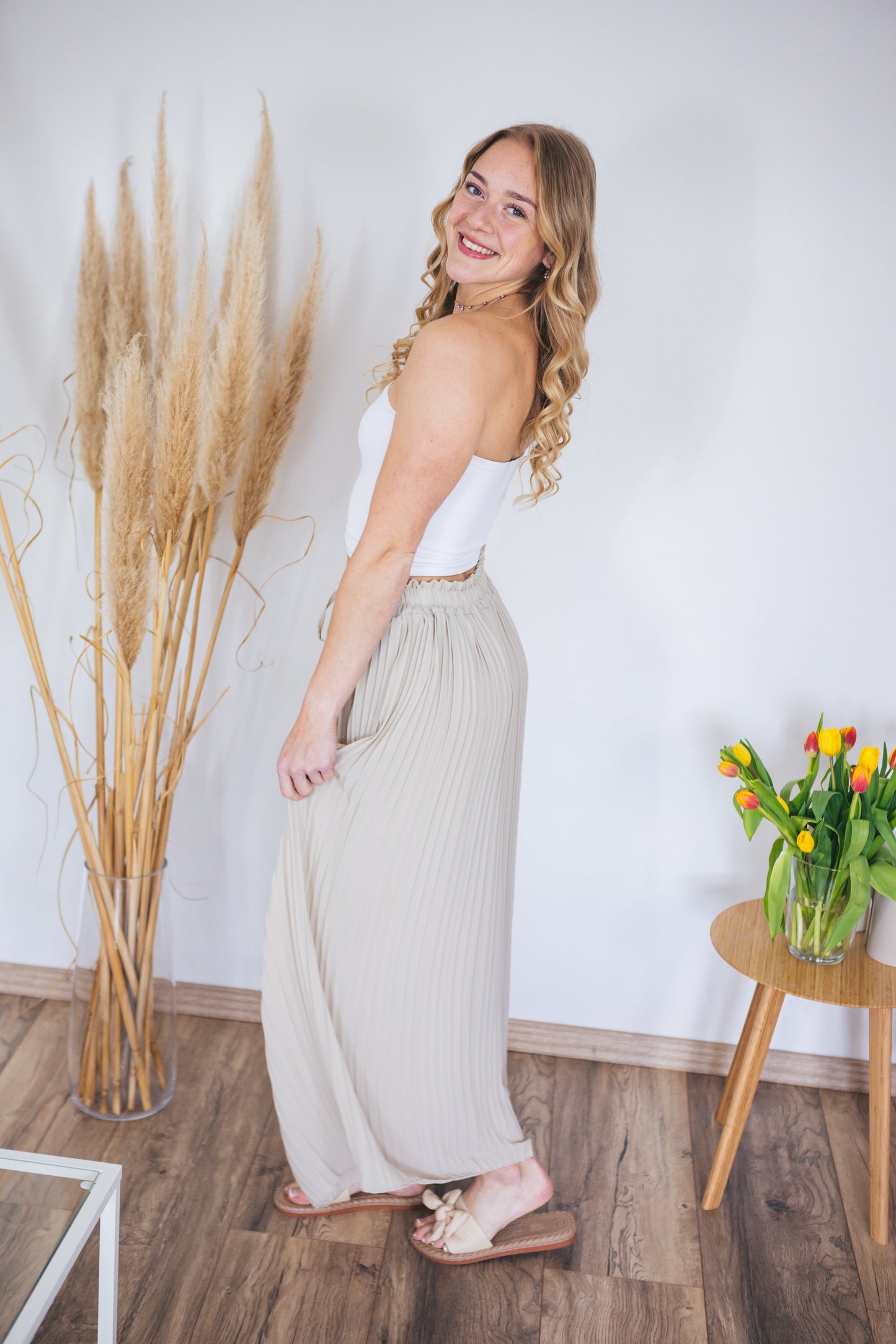 Plisseehose "Tania" beige