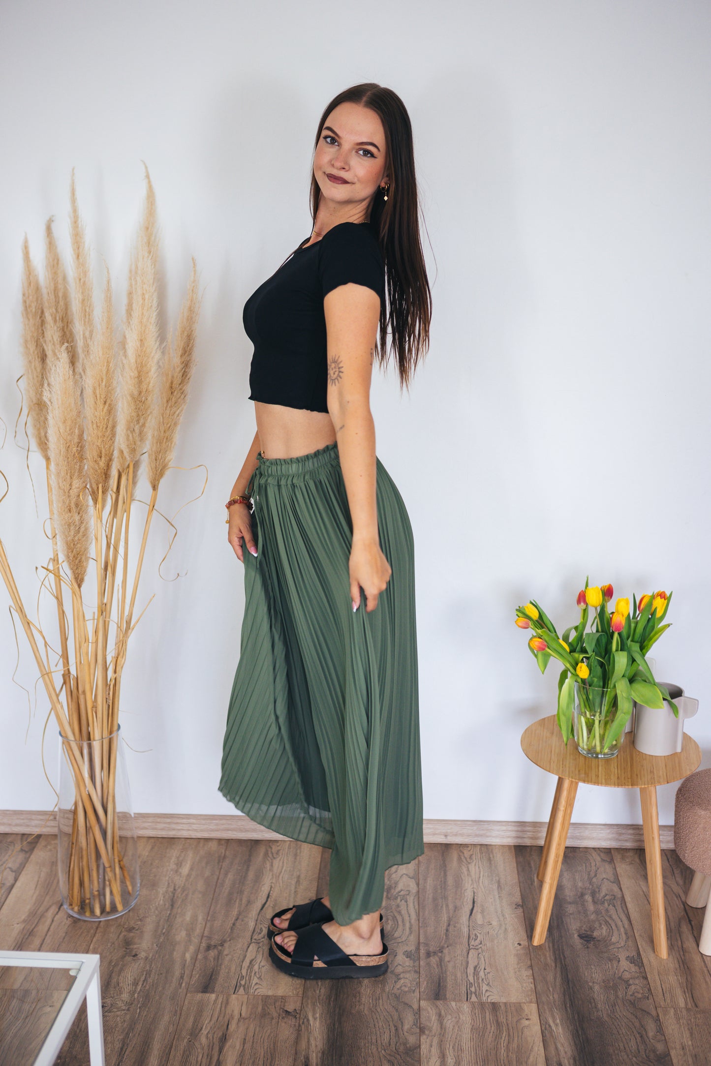 Plisseehose "Tania" khaki