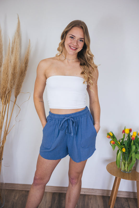 Musselinshorts "Lu" Jeansblau