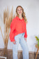 Musselinbluse oversized Neonkoralle