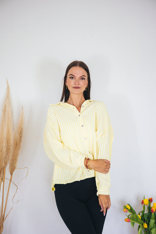 Musselinbluse oversized "Neon Stripes" gelb